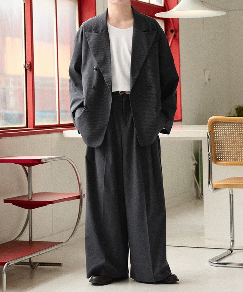 80s ドレスパンツ US NAVY ワイドスラックス バギー ブラック ギャバ
