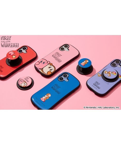 iFace 星のカービィ スマホケース スマホグリップ iFace ショルダーストラップ カービィ play with ワドルディ Grip