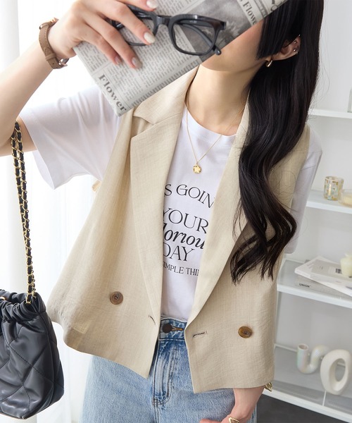 ベスト ジレ 夏 テーラードショートジレ レディース : ZOZOTOWN Yahoo