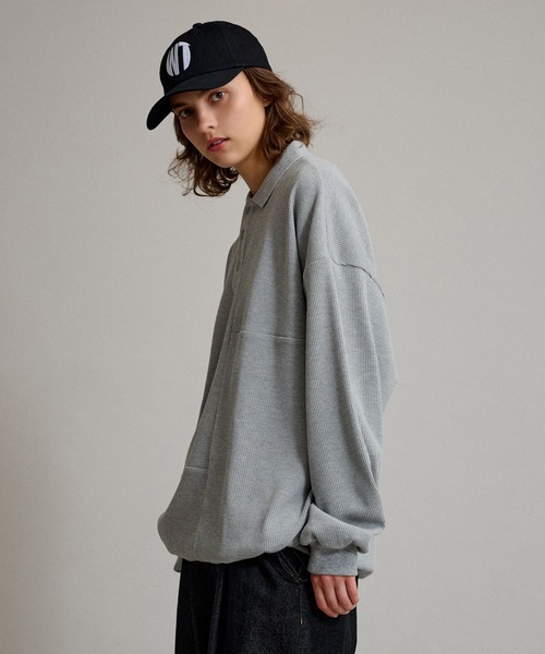 「WETTEMPT」 長袖ポロシャツ MEDIUM レッド メンズ_画像6