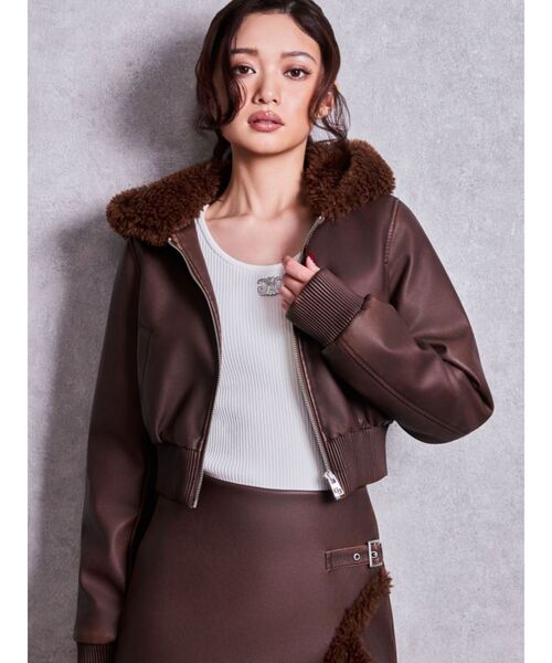 GYDA（ジェイダ） ブルゾン アウター vintage fauxフェイクレザーボア 