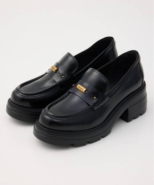 STACCATO ビジュー　バックル　エナメル　牛革　ローファー 厚底 ブラック STACCATO（スタッカート） ローファー ガイルタンクヒールローファー