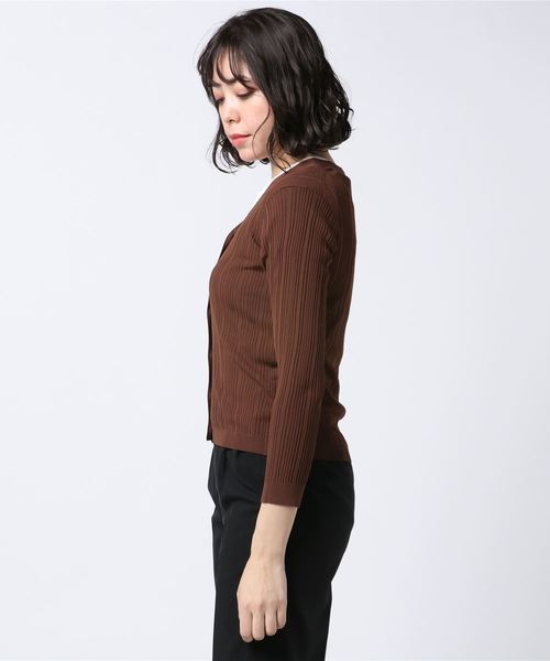 NOLLEY'S Sophi ニット 14GランダムリブVネックカーディガン