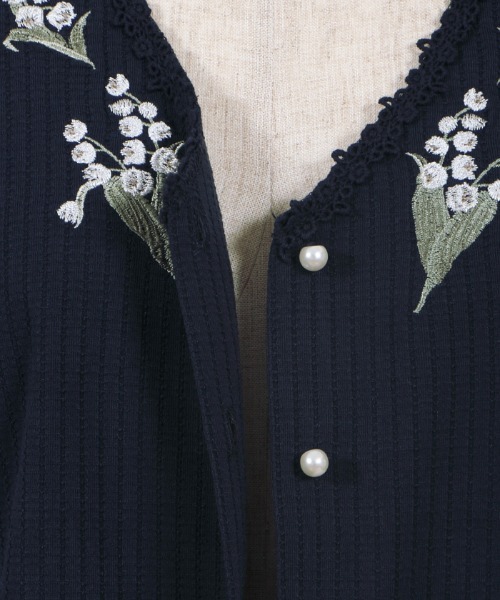 axes femme（アクシーズ ファム） カーディガン すずらん刺繍裾レース