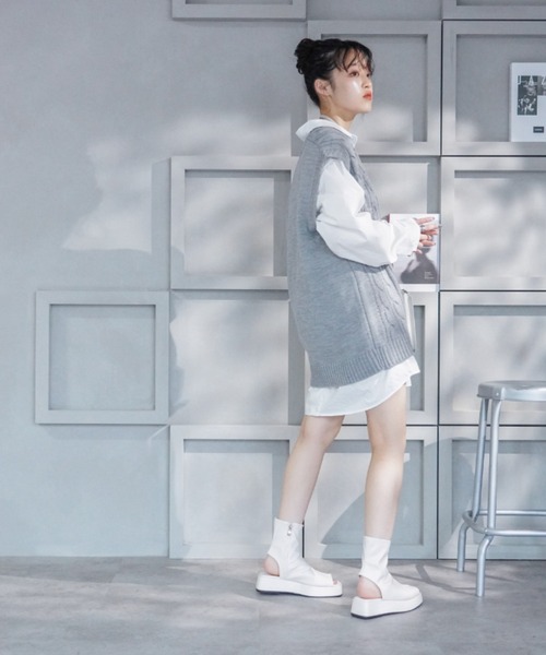 VIVIAN ブーツ オープントゥ厚底ストレッチショートブーツ ZOZOTOWN