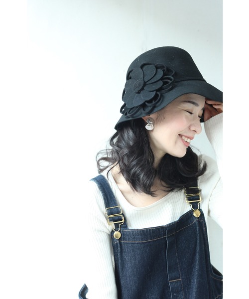 FEILER 花刺繍 帽子　ハット　黒 セール】NYC刺繍バケットハット（ハット）｜Flowering（フラワー