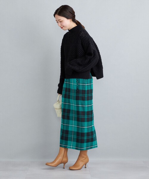 SHIPS（シップス） スカート ウールタータンチェックタイトスカート