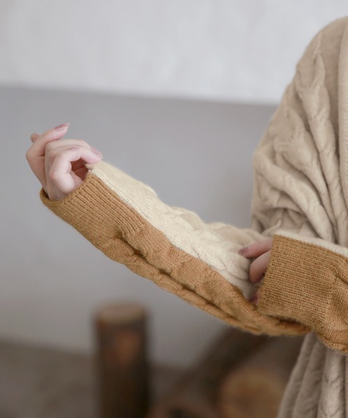 Isn't She？（イズントシー） ニット セーター ケーブル配色切替