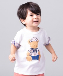 ミキハウス　ベア　チェック　半袖Tシャツ　６分丈パンツ　ベビー　キッズ　90 ミキハウス ベア チェック 半袖Tシャツ 6分丈パンツ ベビー