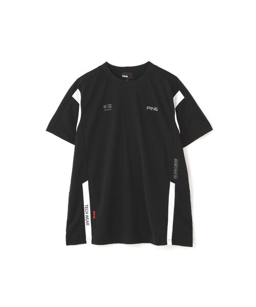 新品 ピン ゴルフ ダブルフェイスメッシュ モックネック シャツ 黒 L PING tシャツ 「PING APPAREL」アドエルムダブルフェイス