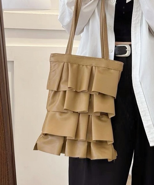 ad thie（アドティエ） トートバッグ 合皮 フリルトートバッグ