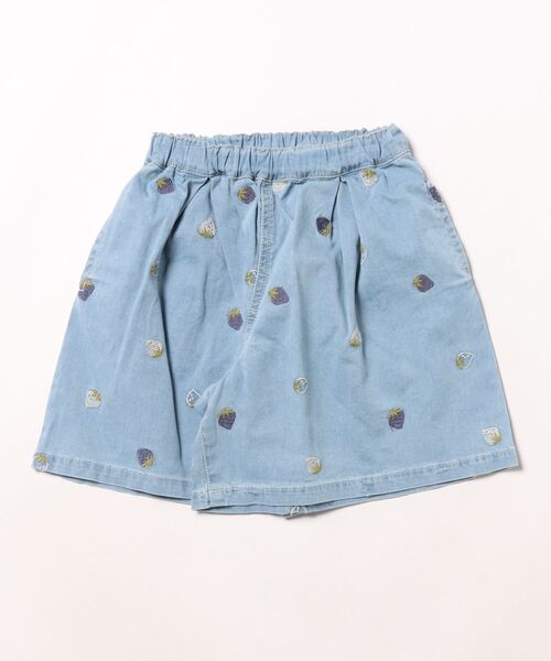 HAKKA KIDS スカート いちご刺繍ストレッチデニムキュロットスカート  