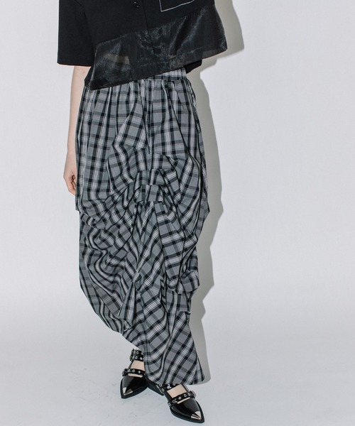 AULA AILA スカート ボリュームランダムタックスカート（チェック  
