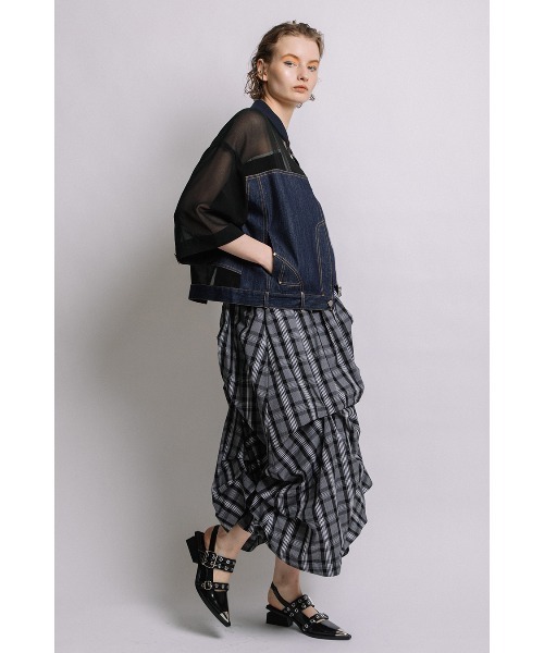 AULA AILA スカート ボリュームランダムタックスカート（チェック  
