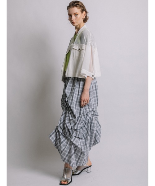 AULA AILA スカート ボリュームランダムタックスカート（チェック  