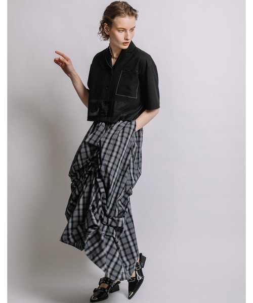 AULA AILA スカート ボリュームランダムタックスカート（チェック  