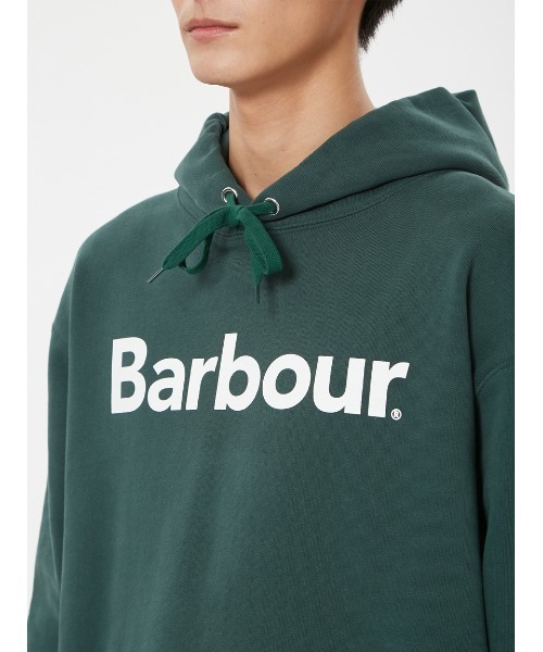 Barbour ロゴ入り緑トレーナー Barbour/バブアー] ブランドロゴ クルーネックスウェット
