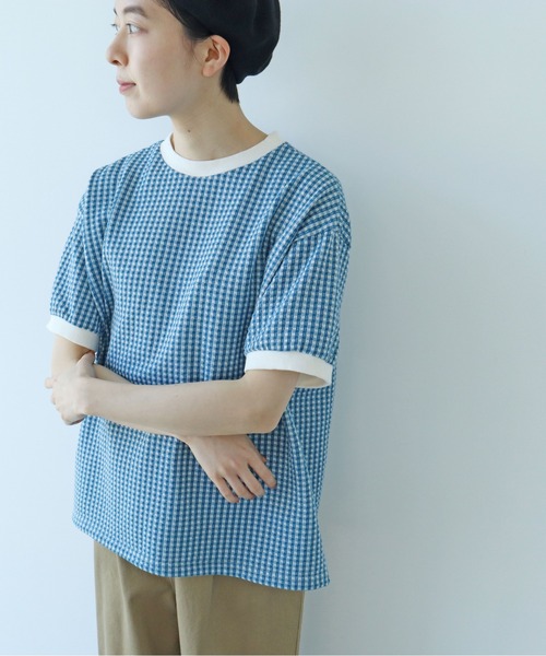 PAR ICI（パーリッシィ） tシャツ 半袖 ギンガムジャガード 半袖BIG T