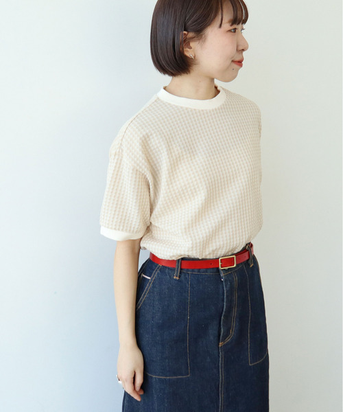 PAR ICI（パーリッシィ） tシャツ 半袖 ギンガムジャガード 半袖BIG T