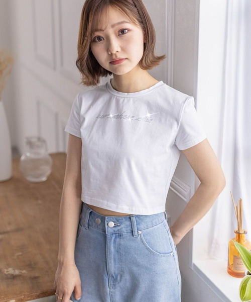 clear tシャツ ラインストーンロゴチビTシャツ「2024SS」 レディース