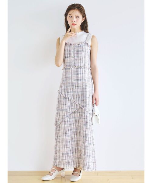 dazzlin（ダズリン） ワンピース スウィッチングツイードラインキャミ