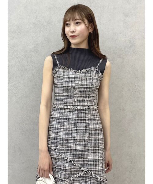 dazzlin（ダズリン） ワンピース スウィッチングツイードラインキャミ