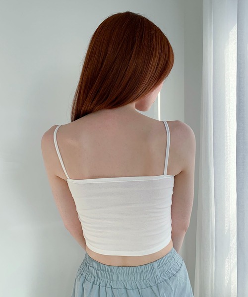 キャミソール フリルビッグリボン ショート リブキャミソール