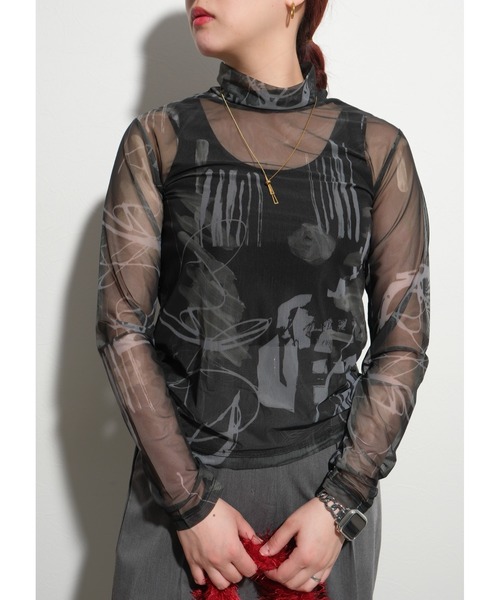 tシャツ オリジナル柄シアーTOPS レディース