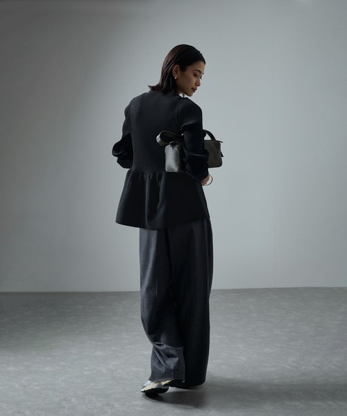 SALON adam et rope' カーディガン 「WEB限定」Vネックペプラム