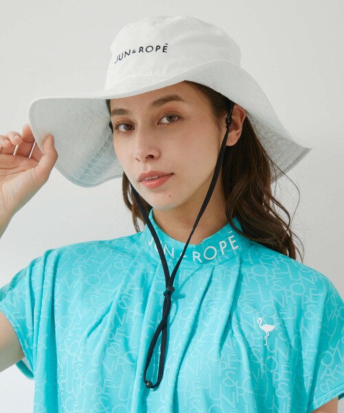 JUN&ROPE' 帽子 ハット 「撥水」ロゴ入りツバ広ハット