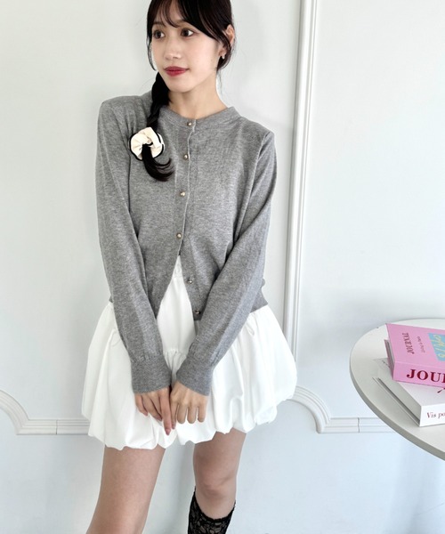 Loueme カーディガン 「6色展開」ゴールドボタンカーディガン