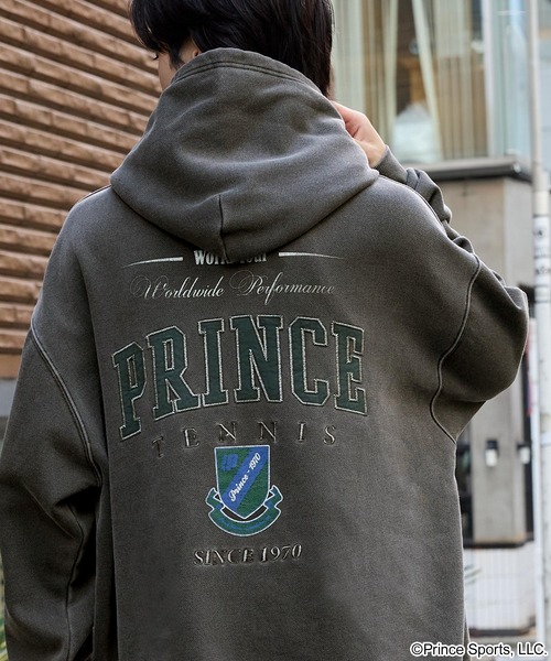 Prince（プリンス） パーカー 別注 ロゴ刺繍 ピグメント加工オーバー