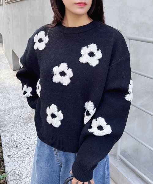 INGNI（イング） ニット セーター 花柄ジャガードニット レディース