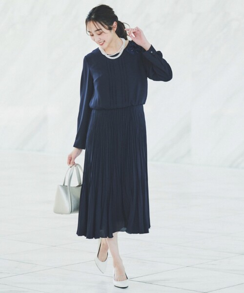 新品　UNTITLED　アンタイトル 定価¥35200 プリーツワンピース　M UNTITLED（アンタイトル） ワンピース 「通勤」ジョーゼット プリーツ