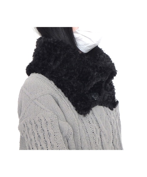 AVALON ネックウォーマー スヌード フェザーヤーンボタン付きスヌード