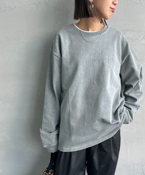 tシャツ 「MANHATTAN PORTAGE/マンハッタンポーテージ」 別注 ピグメント染め 手書き風バックロゴ刺繍ロンT レディース メンズ Manhattan Portage tシャツ 「MANHATTAN PORTAGE/マンハッタン