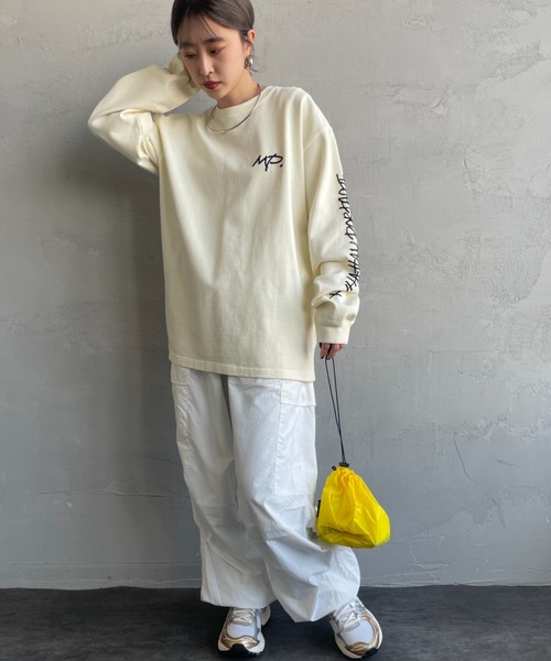 tシャツ 「MANHATTAN PORTAGE/マンハッタンポーテージ」 別注 ピグメント染め 手書き風バックロゴ刺繍ロンT レディース メンズ Manhattan Portage tシャツ 「MANHATTAN PORTAGE/マンハッタン