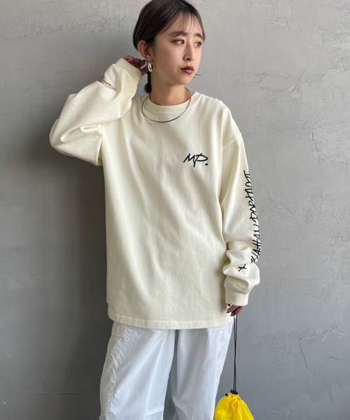 tシャツ 「MANHATTAN PORTAGE/マンハッタンポーテージ」 別注 ピグメント染め 手書き風バックロゴ刺繍ロンT レディース メンズ Manhattan Portage tシャツ 「MANHATTAN PORTAGE/マンハッタン