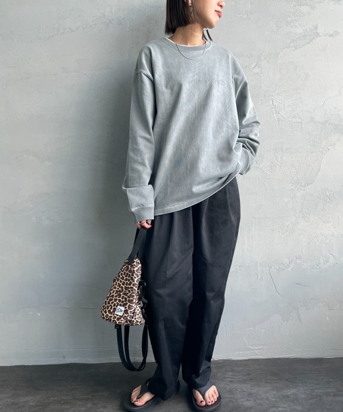 tシャツ 「MANHATTAN PORTAGE/マンハッタンポーテージ」 別注 ピグメント染め 手書き風バックロゴ刺繍ロンT レディース メンズ Manhattan Portage tシャツ 「MANHATTAN PORTAGE/マンハッタン