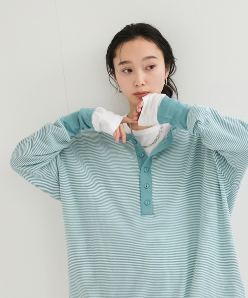 tシャツ 別注「Healthknit/ヘルスニット」2Pレイヤードヘンリープルオーバー レディース Healthknit tシャツ 別注「Healthknit/ヘルスニット」2P