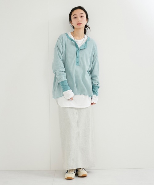 tシャツ 別注「Healthknit/ヘルスニット」2Pレイヤードヘンリープルオーバー レディース Healthknit tシャツ 別注「Healthknit/ヘルスニット」2P