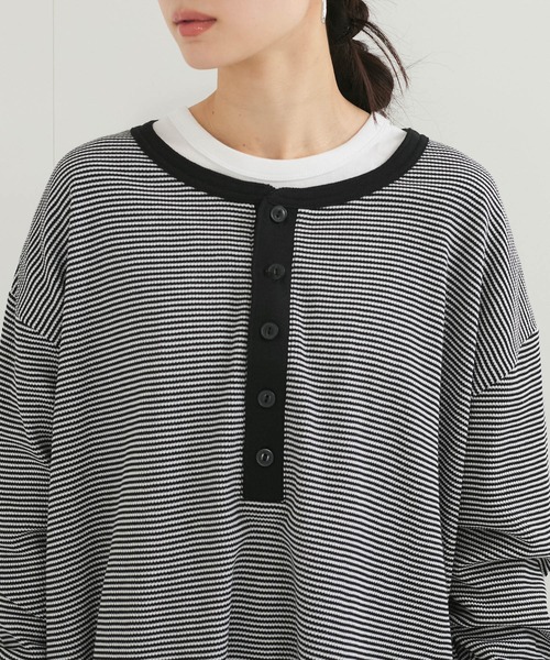 tシャツ 別注「Healthknit/ヘルスニット」2Pレイヤードヘンリープルオーバー レディース Healthknit tシャツ 別注「Healthknit/ヘルスニット」2P
