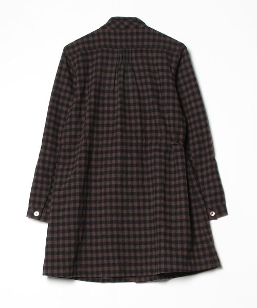 「CLOTH&CROSS」 チェック柄コート - ブラウン レディース_画像2