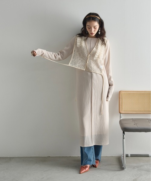 ワンピース YOON*size100 THE Yon ワンピース 2WAYリップルジャガードカットソー