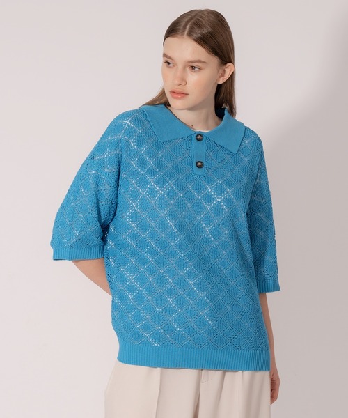 「ONCILY」 半袖ニット LARGE ブルー メンズ