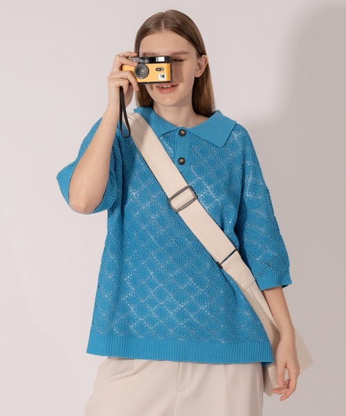「ONCILY」 半袖ニット LARGE ブルー メンズ
