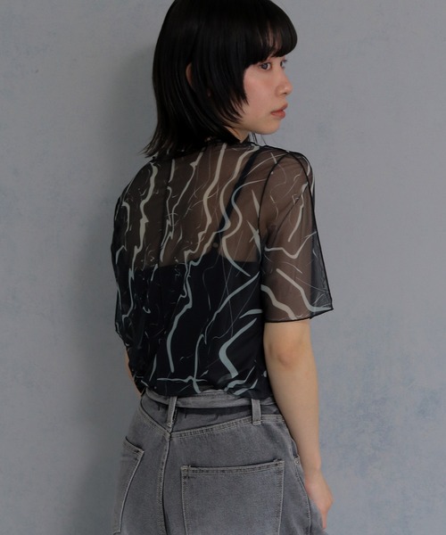 cheriella tシャツ 半袖 「cheriella」マーブルハイネックシアー