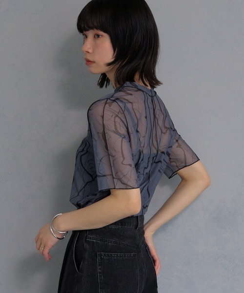 cheriella tシャツ 半袖 「cheriella」マーブルハイネックシアー