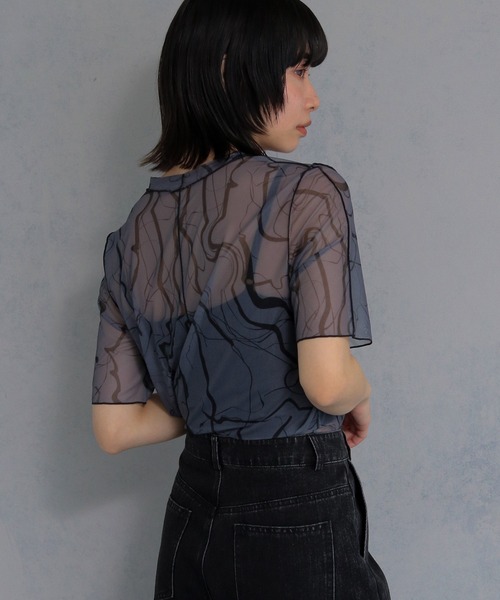 cheriella tシャツ 半袖 「cheriella」マーブルハイネックシアー