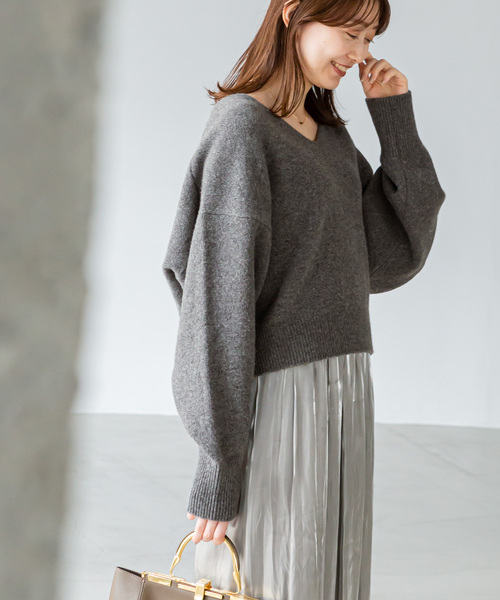 NOBLE（ノーブル） Vネックニット - グレー レディース : ZOZOTOWN
